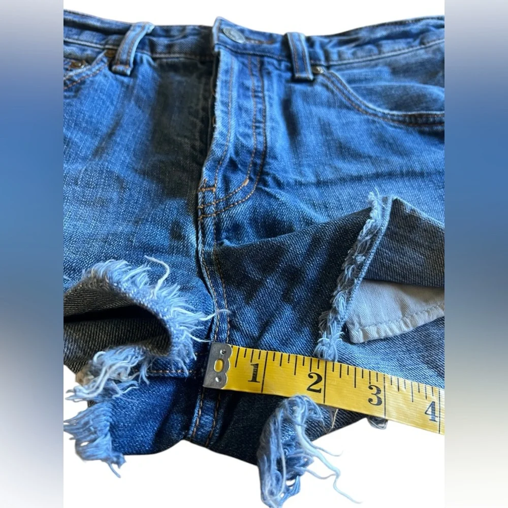 Free People FP Women’s Boho Button-Fly Cut Off Denim Jean Shorts Sz 27 High-Rise - Picture 7 of 9